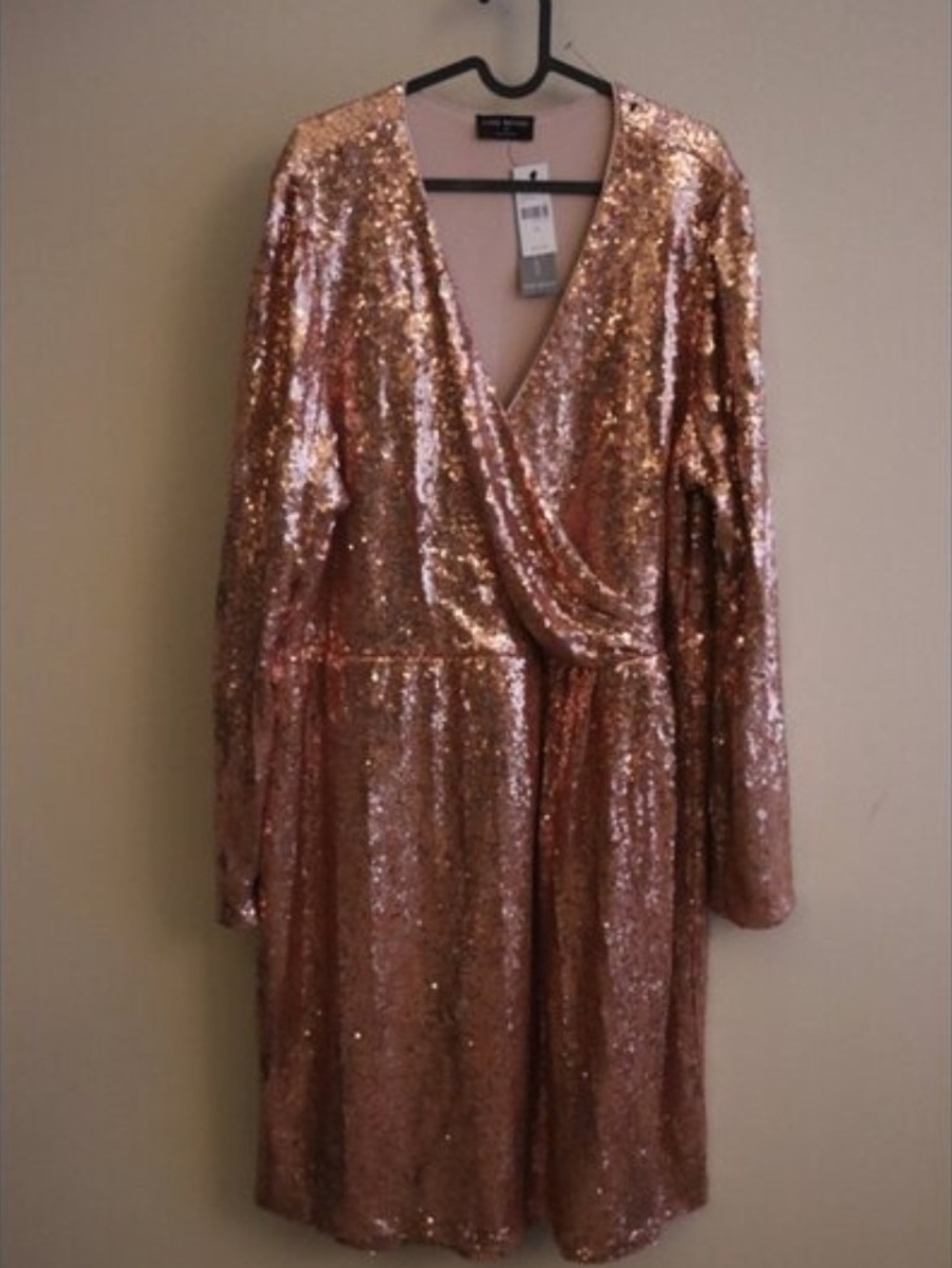 Rose Gold Sequin Wrap Dress